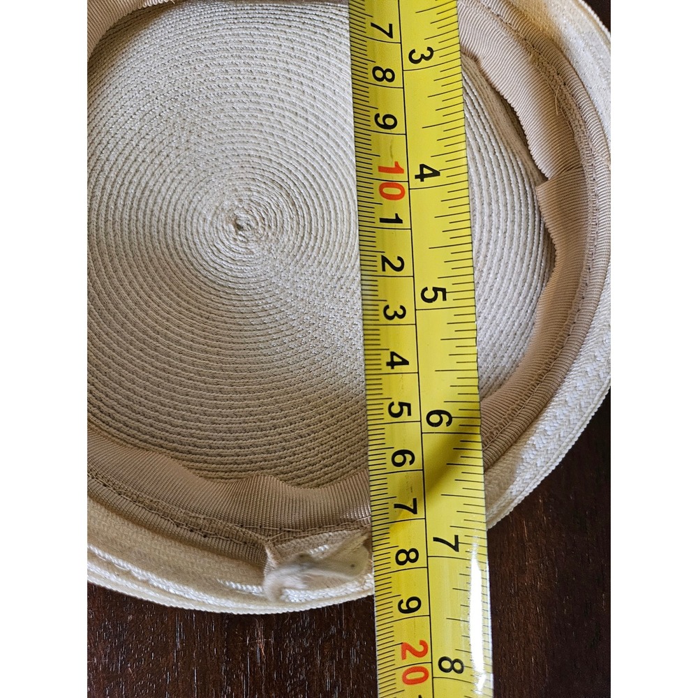 Vintage Pillbox Hat Women OS Cream Vintage Woven Braided Trim Church Formal - Picture 5 of 6